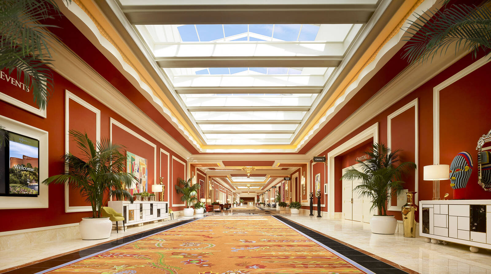 Group in sleek meeting room, city views